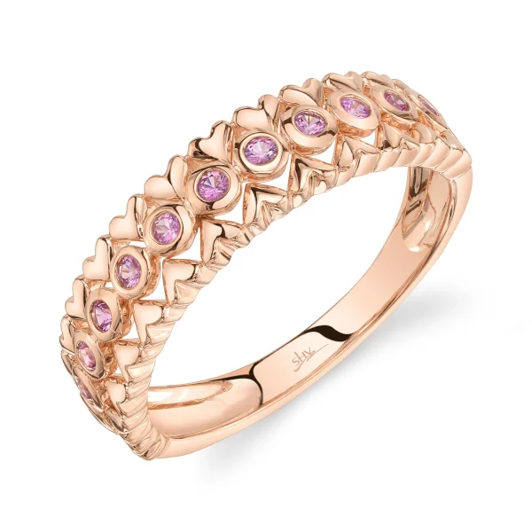 Shy Creation Kate 0.21CT PINK SAPPHIRE BEZEL HEART RING