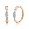 Shy Creation Kate 0.23CT DIAMOND PAVE RIBBED MARQUISE HOOP EARRING