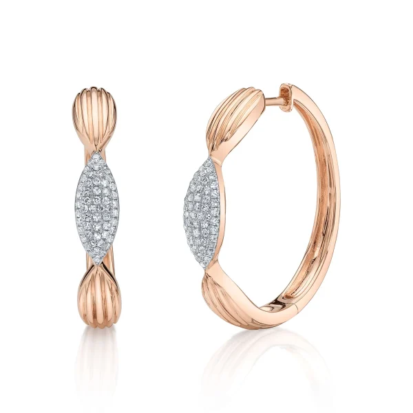 SC55029291RDD1.00_86cb9019-c3f0-4807-8ec5-ae7b36dbc4ba_1800x1800 Shy Creation Kate 0.23CT DIAMOND PAVE RIBBED MARQUISE HOOP EARRING