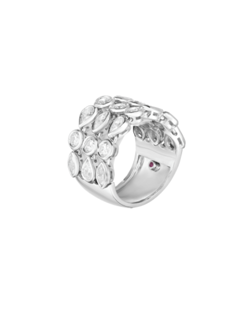 Roberto Coin 18K WHITE GOLD DOLCE FLEXIBLE 3 ROW DIAMOND RING