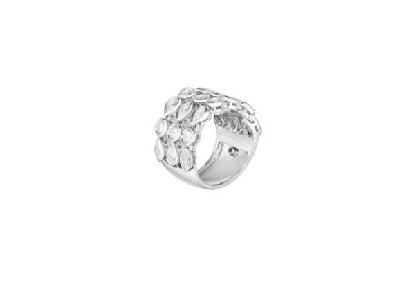Roberto Coin 18K WHITE GOLD DOLCE FLEXIBLE 3 ROW DIAMOND RING