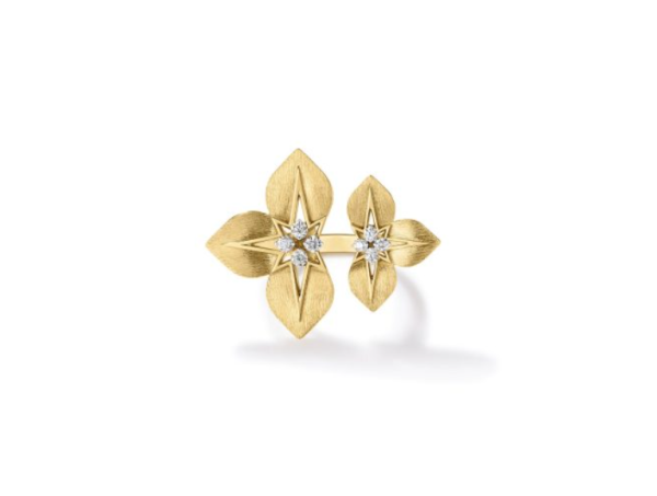 Roberto Coin 18K YELLOW/WHITE GOLD PRINCESS STAR SPLIT DIAMOND STARS RING