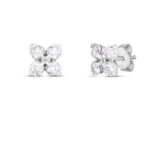 Roberto Coin  18K WHITE GOLD LOVE IN VERONA DIAMOND STUD EARRINGS