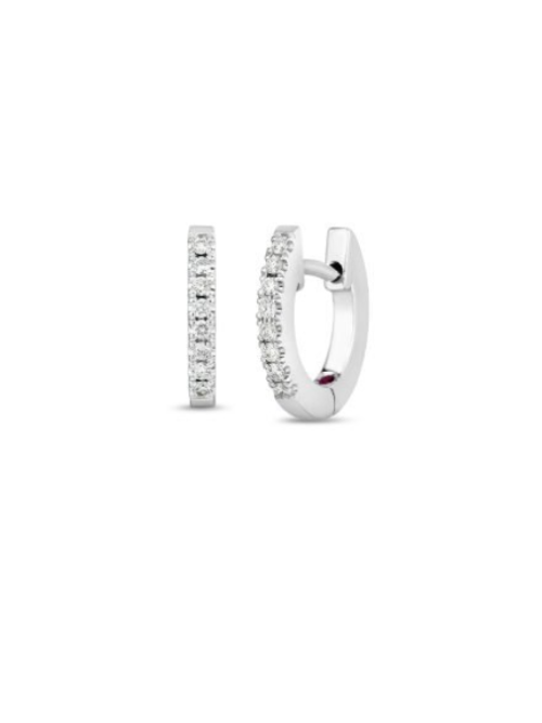 Roberto Coin 18K WHITE GOLD CLASSIC DIAMOND XX SMALL HOOP EARRINGS