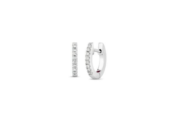 Roberto Coin 18K WHITE GOLD CLASSIC DIAMOND XX SMALL HOOP EARRINGS