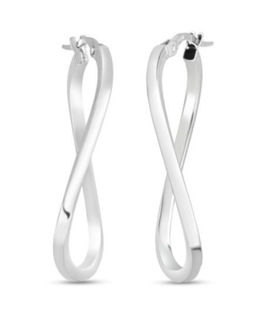 Roberto Coin 18K WHITE DESINGER GOLD TWIST HOOP EARRINGS