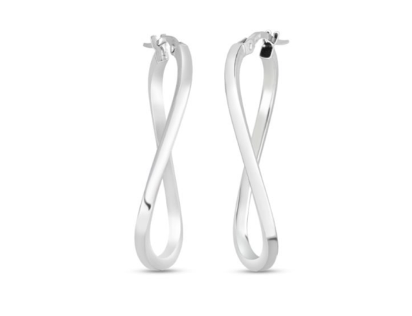 Roberto Coin 18K WHITE DESINGER GOLD TWIST HOOP EARRINGS