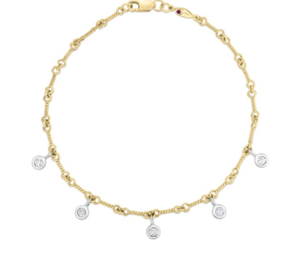 Screenshot 2025-07-25 174301 Roberto Coin 18K YELLOW/WHITE DIAMONDS BY THE INCH DANGLING DOGBONE BRACELET