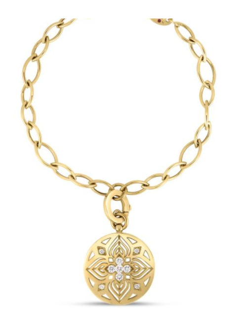 Roberto Coin 18K YELLOW GOLD ARABESQUE DIAMOND FLOWER MEDALLION BRACELET