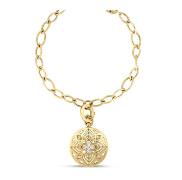 Roberto Coin 18K YELLOW GOLD ARABESQUE DIAMOND FLOWER MEDALLION BRACELET