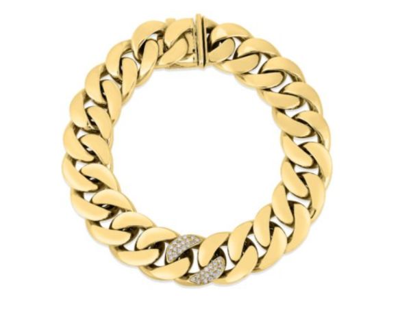 Screenshot 2025-07-26 111952 Roberto Coin 18K YELLOW DESINGER GOLD CURB LINK AND DIAMOND ACCENT BRACELET