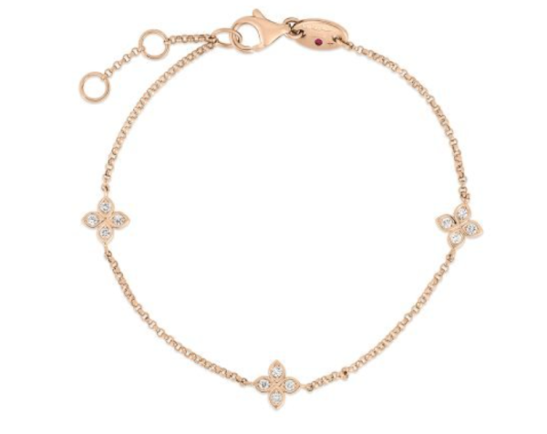 Screenshot 2025-07-26 113543 Roberto Coin 18K ROSE GOLD LOVE BY THE INCH 3 STATION DIAMOND FLOWER BRACELET