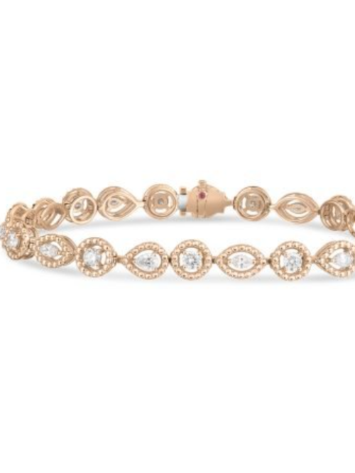Roberto Coin 18K ROSE GOLD DOLCETTO ALTERNATING THREE STONE DIAMOND BRACELET