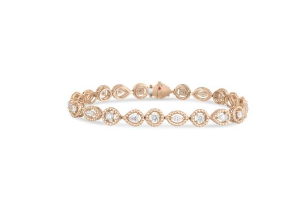 Roberto Coin 18K ROSE GOLD DOLCETTO ALTERNATING THREE STONE DIAMOND BRACELET
