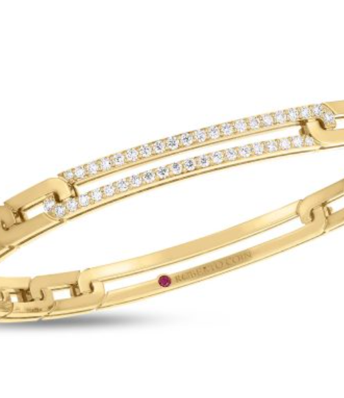 Roberto Coin 18K YELLOW GOLD NAVARRA PAVE EXTENDED LINK BANGLE