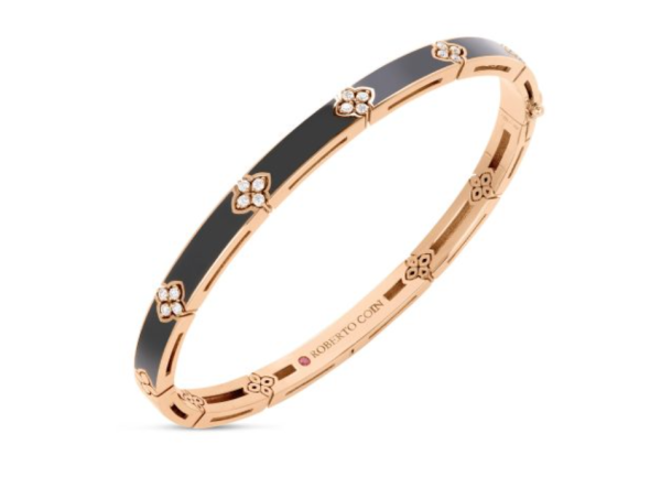 Screenshot 2025-07-26 123726 Roberto Coin 18K ROSE GOLD LOVE IN VERONA DIAMOND AND BLACK ENAMEL BANGLE