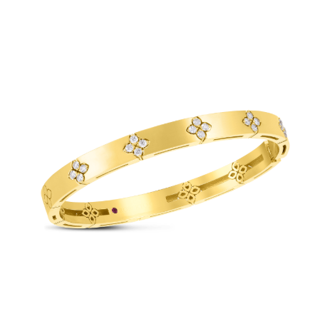 Roberto Coin  18K GOLD LOVE IN VERONA MEDIUM WIDTH DIAMOND ACCENT BANGLE