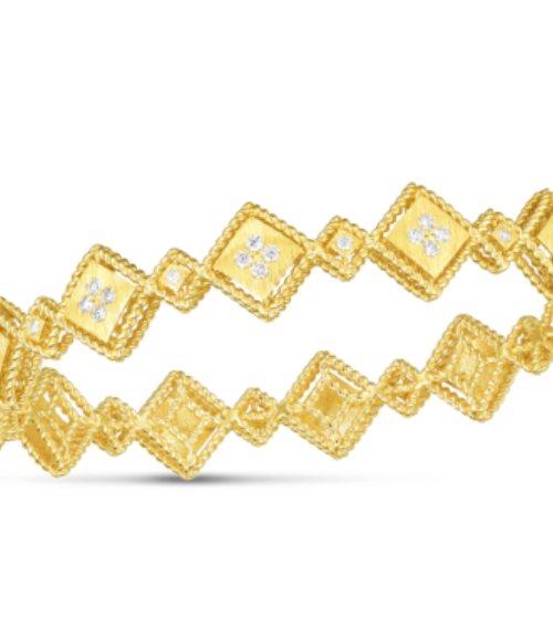 Roberto Coin 18K GOLD PALAZZO DUCALE DIAMOND ACCENT SATIN BANGLE