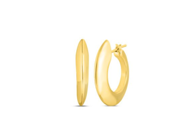Screenshot 2025-07-26 154130 Roberto Coin 18K YELLOW DESINGER GOLD KNIFE EDGED HOOP EARRINGS