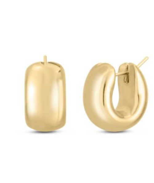 Roberto Coin 18K YELLOW DESINGER GOLD WIDE HUGGIE EARRINGS