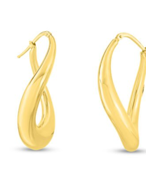 Roberto Coin 18K YELLOW DESIGNER GOLD CONTOURED & TWISTED HOOP EARRING