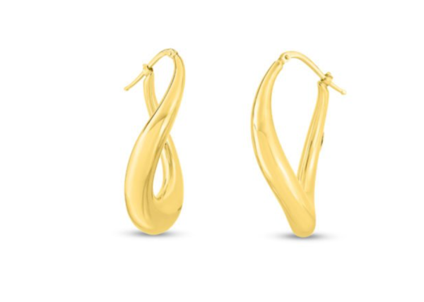 Screenshot 2025-07-26 155202 Roberto Coin 18K YELLOW DESIGNER GOLD CONTOURED & TWISTED HOOP EARRING
