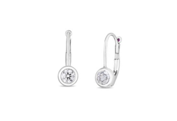 Roberto Coin 18K WHITE GOLD TINY TREASURES DIAMOND BEZEL EURO EARRRINGS