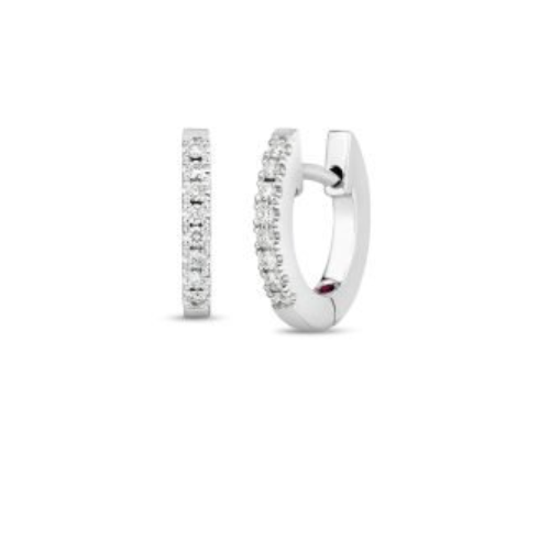 Roberto Coin 18K WHITE GOLD CLASSIC DIAMOND XX SMALL HOOP EARRINGS