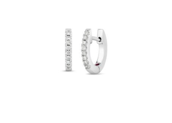 Roberto Coin 18K WHITE GOLD CLASSIC DIAMOND XX SMALL HOOP EARRINGS