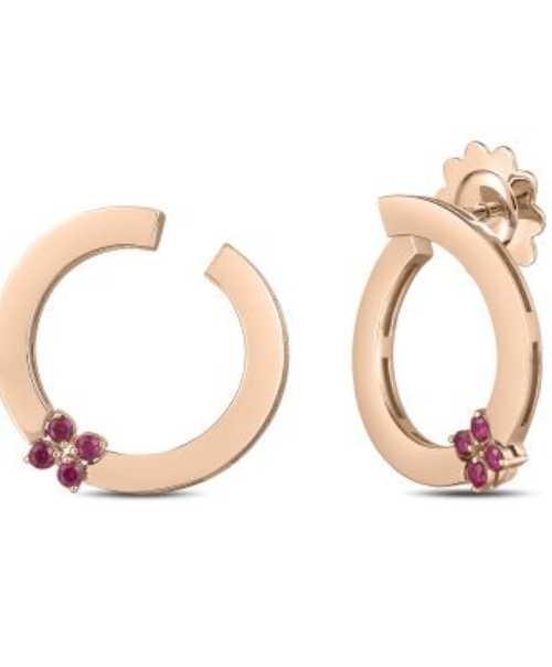 Roberto Coin 18K ROSE GOLD LOVE IN VERONA RUBY CIRCLE EARRINGS