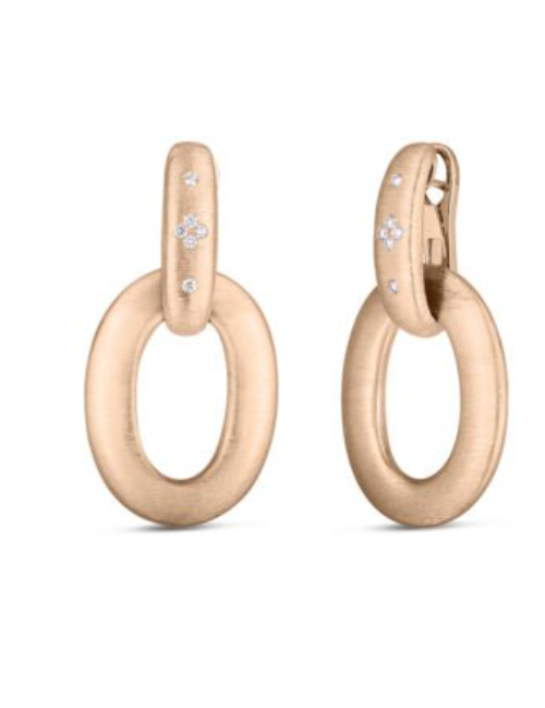 Roberto Coin 18K ROSE GOLD DUCHESSA DIAMOND ACCENT SATIN LARGE DOOR-KNOCKER EARRINGS