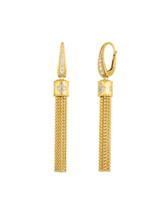 Roberto Coin 18K GOLD PRINCESS TASSEL DIAMOND ACCENT DROP EARRINGS