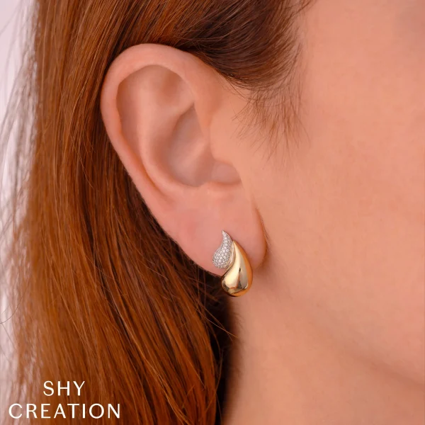 Shy Creation Kate 0.24CT DIAMOND PAVE DROP STUD EARRING