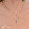 Shy Creation Color 0.12CT DIAMOND & 0.62CT RUBY HEART SPARKLE CHAIN NECKLACE