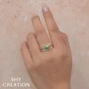Shy Creation 0.54CT DIAMOND & 0.38CT EMERALD PEAR RING