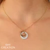Shy Creation Kate 0.46CT DIAMOND PAVE CIRCLE FACETED BALL CHAIN NECKLACE