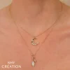 Shy Creation Jackie 0.30CT DIAMOND & CULTURED PEARL CRESCENT MOON & STAR NECKLACE