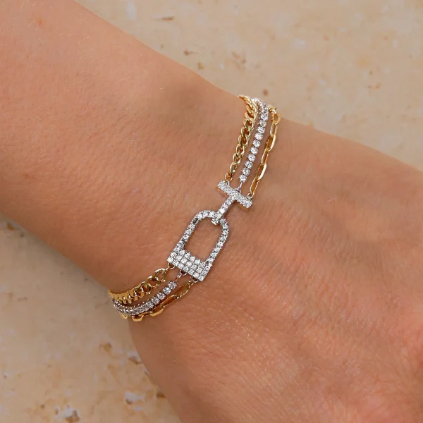 Shy Creation Kate 2.05CT DIAMOND TENNIS PAPER CLIP LINK BRACELET