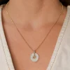 Shy Creation KATE 0.45CT DIAMOND BAGUETTE PAVE CIRCLE FACETED BALL CHAIN NECKLACE