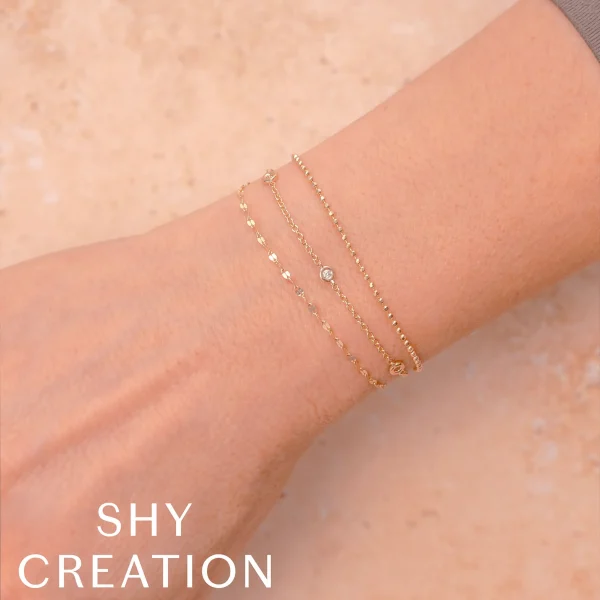 Shy Creation Kate 0.12CT DIAMONDS BY THE YARD SPARKLE FACETED BALL CHAIN BRACELET