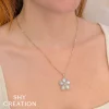 Shy Creation Kate 0.50CT DIAMOND & 4.92CT MOTHER OF PEARL FLOWER CHOPIN CHAIN NECKLACE