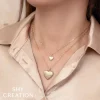 Shy Creation Kate 0.10CT DIAMOND HEART STAR MATTE PAPER CLIP CHAIN NECKLACE