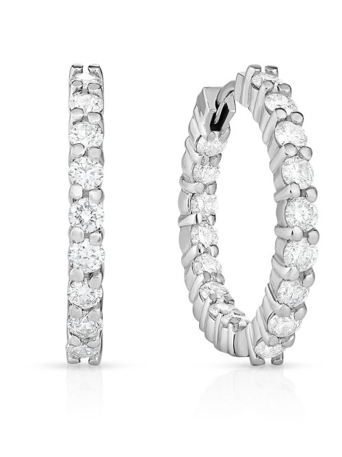 000569AWERX0-tZomssxTQVUpcV5.z Roberto Coin 18K WHITE GOLD SMALL INSIDE OUTSIDE THE PERFECT DIAMOND HOOP® EARRINGS