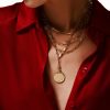 Roberto Coin 18K YELLOW DESIGNER GOLD TRIPLE STRAND PAPERCLIP CHAIN & DIAMOND NECKLACE