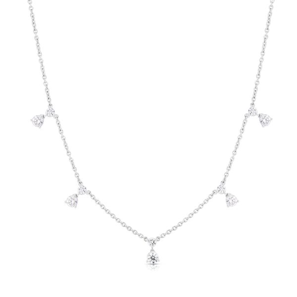 Roberto Coin 18K WHITE GOLD DIAMONDS BY THE INCH DANGLING 5 STATION NECKLACE