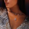 Roberto Coin 18K WHITE GOLD DIAMONDS BY THE INCH DANGLING 5 STATION NECKLACE