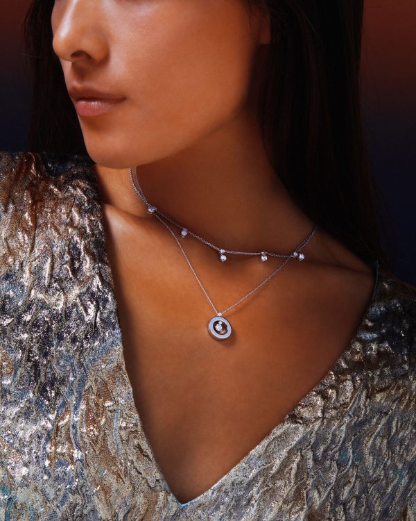 Roberto Coin 18K WHITE GOLD DIAMONDS BY THE INCH DANGLING 5 STATION NECKLACE