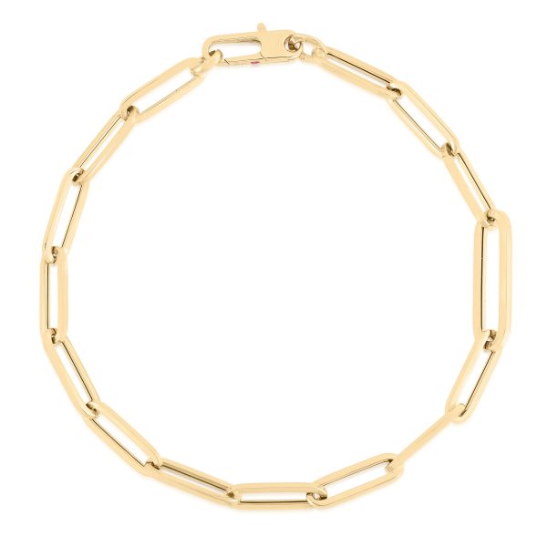 Roberto Coin 18K YELLOW DESIGNER GOLD ALTERNATING SIZE PAPERCLIP LINK BRACLET