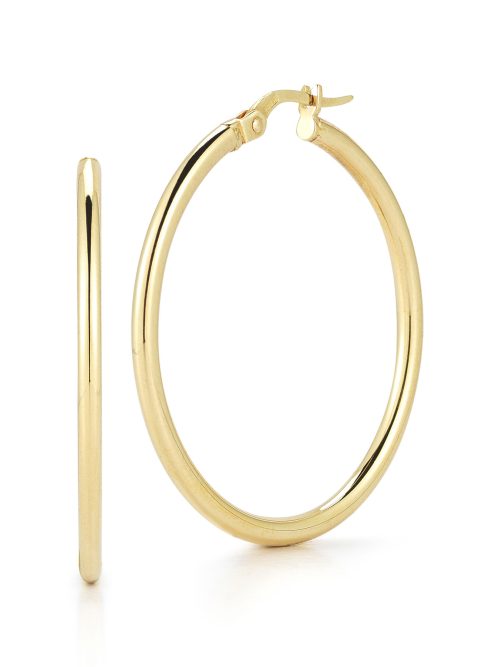 556024AYER00-EO9FyBYd3oHrTaG.z Roberto Coin 18K DESIGNER GOLD THE PERFECT HOOP® MEDIUM EARRINGS