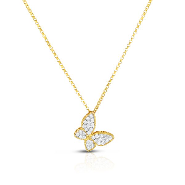 Roberto Coin 18K YELLOW/WHITE GOLD PRINCESS DIAMOND BUTTERFLY NECKLACE